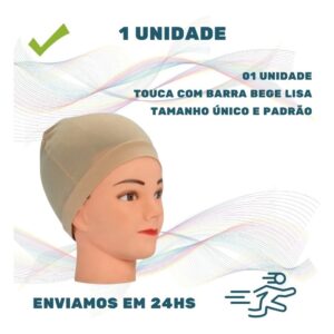 Touca Nero Premium Bege COM BARRA| Poliamida & Elastano | Cabelos Alinhados, Sem Frizz e com Brilho Intenso